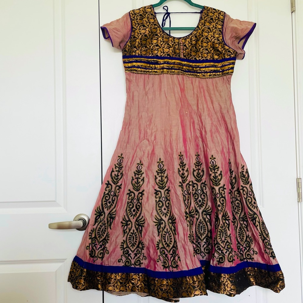Beautiful Anarkali two tone grey suit black design